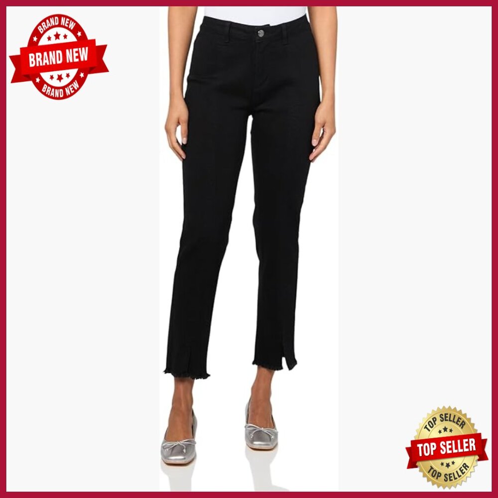 Mid Rise Ankle Jeans With Fringe Hem, Zip Front, 27" Inseam